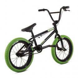 Stolen 2021 AGENT 16 Black with Gang Green Tires BMX bike